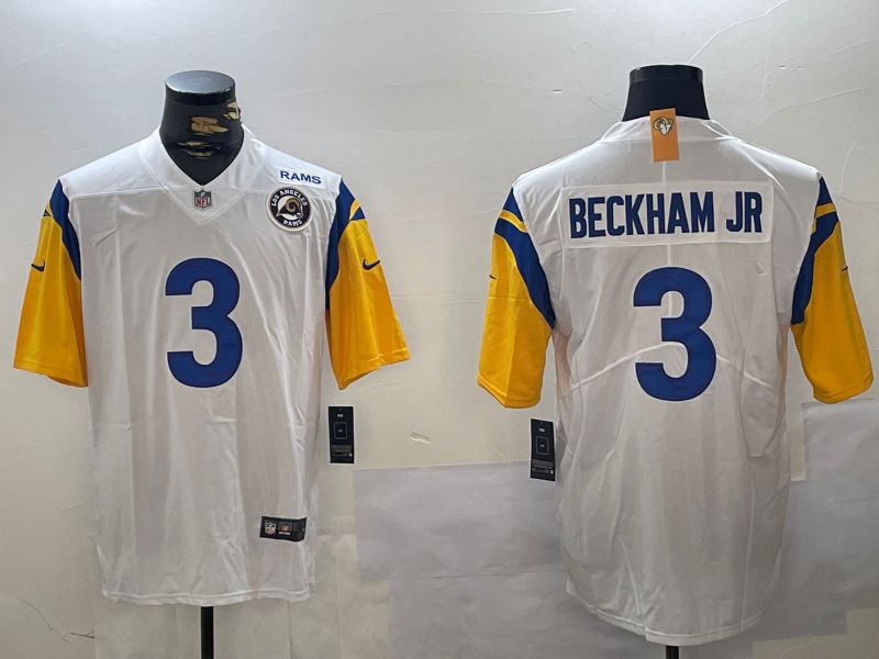 Men Los Angeles Rams #3 Beckham jr White 2024 Nike Vapor Limited NFL Jersey style 4->new york mets->MLB Jersey